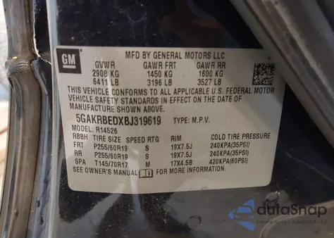 2011 Buick Enclave 1Xl z USA, uszkodzony, nr VIN 5GAKRBEDXBJ319619